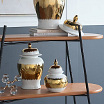 Ваза белая с крышкой и золотистыми фрагментами 24 см Chinoiserie Ceramics варинант исполнения - 4 | Loft Concept во Владивостоке