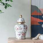 Ваза с нежным цветочным узором в пастельных тонах и крышкой с золотым акцентом Chinoiserie Ceramics варинант исполнения - 5 | Loft Concept во Владивостоке