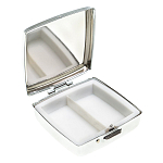 Таблетница карманная квадратная с 2-мя отделениями с зеркалом и накладкой из натурального камня Амазонит Silver Stone Pillboxes варинант исполнения - 2 | Loft Concept во Владивостоке