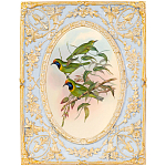 Декоративный постер с изображением птиц в раме с рельефным растительным узором Blooming Birds Poster варинант исполнения - 4 | Loft Concept во Владивостоке