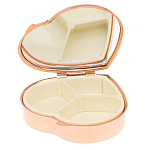 Таблетница карманная в форме сердца с 3-мя отделениями с зеркалом и накладкой из натурального камня Лепидолит Red Gold Stone Pillboxes варинант исполнения - 3 | Loft Concept во Владивостоке