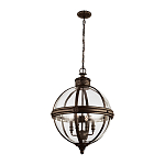 Подвесной светильник бронзового цвета с прозрачным стеклянным плафоном в форме шара в индустриальном стиле на цепи 4 лампы Feiss варинант исполнения - 2 | Loft Concept во Владивостоке