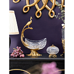 Чаша из прозрачного стекла на бронзовой подставке в виде павлина с рельефным хвостом Eden Garden варинант исполнения - 3 | Loft Concept во Владивостоке