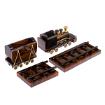 Часы настольные в виде паровоза из натурального камня Обсидиан Train Stone Clock варинант исполнения - 3 | Loft Concept во Владивостоке