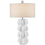 Настольная лампа белая с тканевым абажуром в форме цилиндра Morphing варинант исполнения - 3 | Loft Concept во Владивостоке