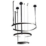 Люстра подвесная с 3-мя кольцами из кожаных ремней черного цвета Half Ring Horizontal  варинант исполнения - 2 | Loft Concept во Владивостоке