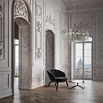 Люстра подвесная круглая с изогнутыми металлическими дугами и ниспадающими цепочками 65 см Atlantis Chain варинант исполнения - 18 | Loft Concept во Владивостоке