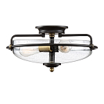 Потолочный светильник со стеклянным плафоном на изогнутых кронштейнах Quoizel  варинант исполнения - 4 | Loft Concept во Владивостоке