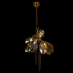 Люстра подвесная со стеклянными плафонами из дымчатого и золотистого с тремя вертикальными подвесками Gilded Mirage  варинант исполнения - 6 | Loft Concept во Владивостоке