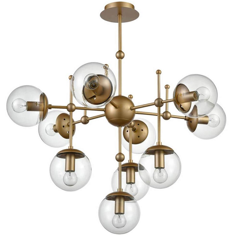 Люстра Gold Balls Chandelier 10 Золотой Прозрачный Люстра Gold Balls Chandelier 10 Золотой Прозрачный во Владивостоке | Loft Concept
