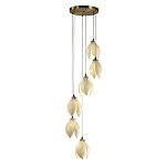 Подвесной светильник светодиодный с 6-ю белыми плафонами в виде цветов Flower Light Gold варинант исполнения - 1 | Loft Concept во Владивостоке