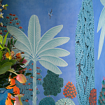 Обои ручная роспись Malwa Special Colourway on blue painted Xuan paper варинант исполнения - 2 | Loft Concept во Владивостоке