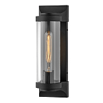 Настенный фонарь в индустриальном стиле с вытянутым цилиндрическим плафоном из прозрачного стекла и черным корпусом Hinkley варинант исполнения - 4 | Loft Concept во Владивостоке