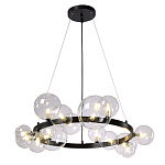 Люстра круглая подвесная с 15-ю прозрачными шарообразными плафонами из стекла Iona chandelier варинант исполнения - 8 | Loft Concept во Владивостоке