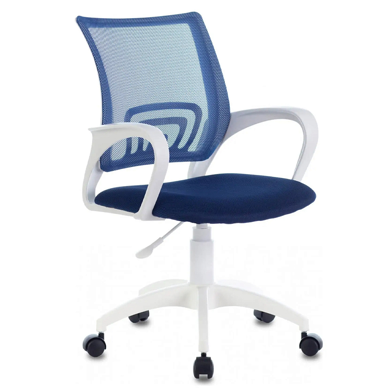 Офисное кресло с основанием из белого пластика Desk chairs Blue Синий Белый Офисное кресло с основанием из белого пластика Desk chairs Blue Синий Белый во Владивостоке | Loft Concept