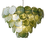 Люстра из зеленых стеклянных дисков с перламутровым эффектом Green Glowing Glaze варинант исполнения - 6 | Loft Concept во Владивостоке