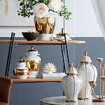 Ваза с золотыми полосами на белом фоне Chinoiserie Ceramics варинант исполнения - 4 | Loft Concept во Владивостоке