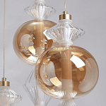 Люстра с плафонами из прозрачного и янтарного стекла в виде шаров и ромбов Gabriel Scott Luna варинант исполнения - 9 | Loft Concept во Владивостоке