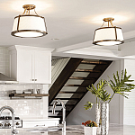 Потолочный светильник со светлым текстильным абажуром Hinkley варинант исполнения - 10 | Loft Concept во Владивостоке