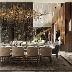 Подвесная люстра в виде ветвей деревьев золотого цвета с прозрачными подвесками-каплями 10 и 14 ламп Droplet Chandelier варинант исполнения - 7 | Loft Concept во Владивостоке