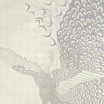 Обои ручная роспись в стиле Арт-деко Whistler Peacocks Special Colourway on 12 Carat White Gold gilded silk варинант исполнения - 2 | Loft Concept во Владивостоке