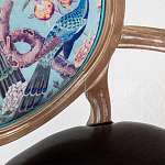 Полукресло из массива бука с сиденьем из экокожи и цветочным принтом на спинке Chinoiserie Garden Chair варинант исполнения - 2 | Loft Concept во Владивостоке