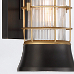 Настенный фонарь цилиндрической формы с рифленым стеклом в золотом каркасе на черном прямоугольном основании Eurofase варинант исполнения - 14 | Loft Concept во Владивостоке