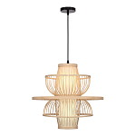 Подвесной светильник фигурный из деревянных прутьев с плафоном из натуральной ткани Light Inside the Cell варинант исполнения - 1 | Loft Concept во Владивостоке