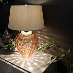 Настольная лампа с фактурным стеклянным основанием красного цвета с хромированной деталью у горловины и белым абажуром из искусственного шёлка Elstead Lighting варинант исполнения - 2 | Loft Concept во Владивостоке