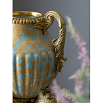 Ваза голубого цвета из фарфора с золотым растительным орнаментом и бронзовыми фигурками женщин Eden Garden porcelain and bronze варинант исполнения - 8 | Loft Concept во Владивостоке