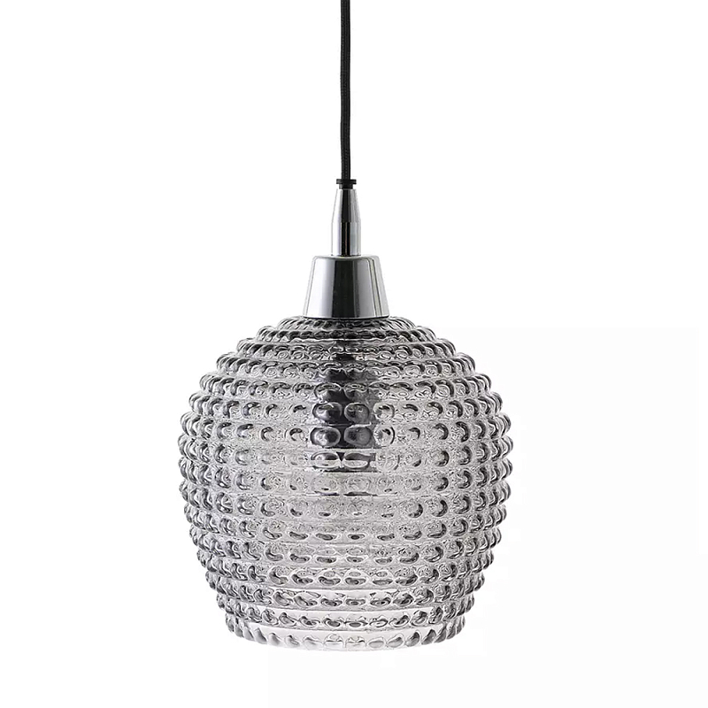 Подвесной светильник с рельефным стеклянным плафоном Embossed Glass Shade Прозрачный Серый Черный Подвесной светильник с рельефным стеклянным плафоном Embossed Glass Shade Прозрачный Серый Черный во Владивостоке | Loft Concept