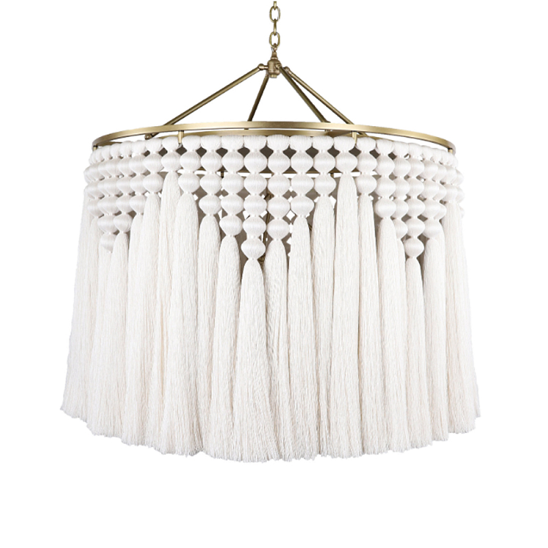 Люстра белая плетеная с кисточками Boho Tassel Chandelier Белый Латунь во Владивостоке | Loft Concept 