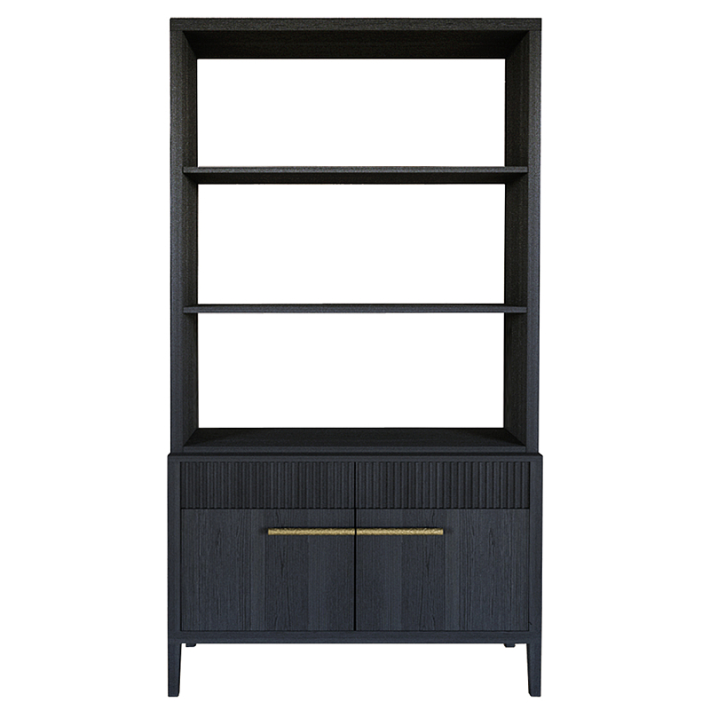 Стеллаж Primo с ящиками Черный дуб  Черный матовый во Владивостоке | Loft Concept 