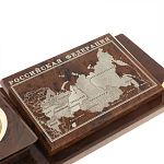 Настольный письменный набор с часами в виде пирамиды из природного камня обсидиана Pyramid of Time варинант исполнения - 4 | Loft Concept во Владивостоке