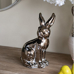 Статуэтка заяц из текстурированной терракоты и покрытый глянцевой краской под бронзу Rabbit Charm  варинант исполнения - 5 | Loft Concept во Владивостоке