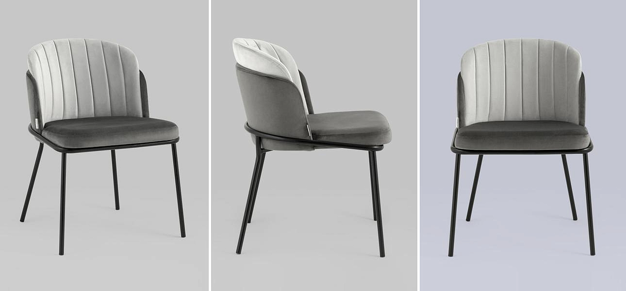 Стул Penelope Chair Серый велюр Металлические Ножки Стул Penelope Chair Серый велюр Металлические Ножки - Loft-Concept во Владивостоке