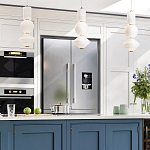 Подвесной светильник белого цвета с тремя геометрическими плафонами Alora Mood варинант исполнения - 12 | Loft Concept во Владивостоке