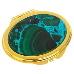 Зеркало карманное складное овальное из натурального камня Малахит с Хризоколлой Gold Stone Mirrors варинант исполнения - 1 | Loft Concept во Владивостоке