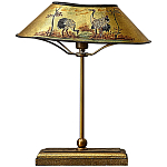 Настольная лампа с абажуром из металла Chinoiserie Cranes Table Lamp Gold варинант исполнения - 1 | Loft Concept во Владивостоке
