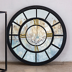 Зеркало настенное в чёрной металлической раме в виде часов Mirror Tower Clock варинант исполнения - 3 | Loft Concept во Владивостоке