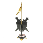 Часы настольные в виде щита с флагом из натуральных камней Змеевик и Креноид Stone Clock варинант исполнения - 4 | Loft Concept во Владивостоке