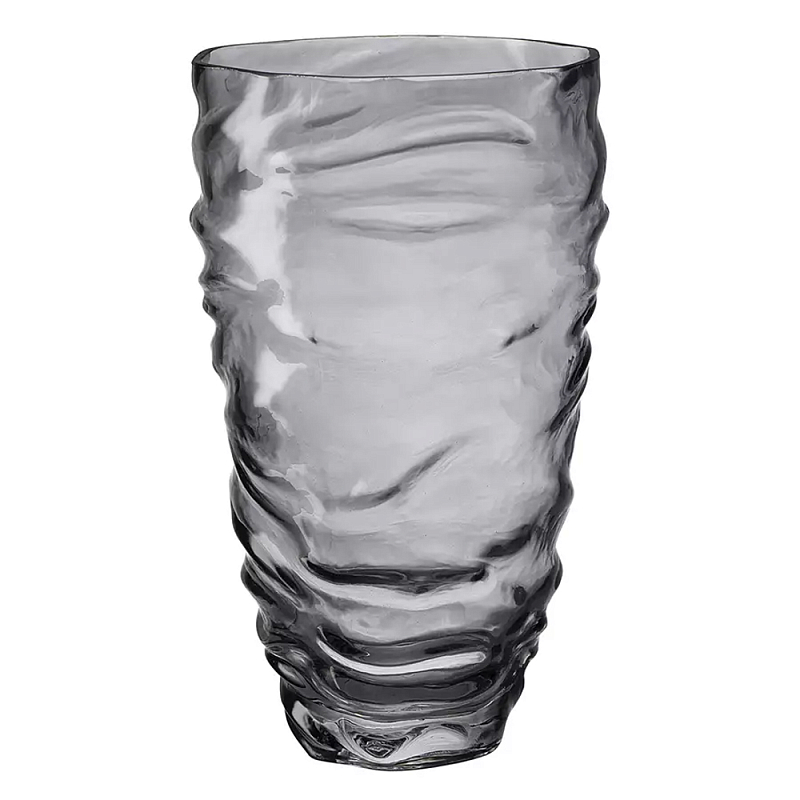 Ваза стеклянная фактурная Crumpled Vase 25,3 см Серый Ваза стеклянная фактурная Crumpled Vase 25,3 см Серый во Владивостоке | Loft Concept