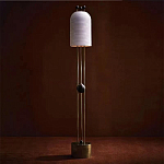 Торшер с белым фактурным абажуром и декором из черных сфер Echoes of Light варинант исполнения - 1 | Loft Concept во Владивостоке