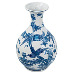 Ваза с мотивами цветущего сада с попугаями Blue Vase Inspired by Nature варинант исполнения - 1 | Loft Concept во Владивостоке