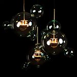 Люстра подвесная с прозрачными бирюзовыми стеклянными шарами и круглым основанием 3 лампы Giopato & Coombes варинант исполнения - 6 | Loft Concept во Владивостоке