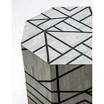 Приставной столик с инкрустацией Black and White Geometry bone bedside table варинант исполнения - 1 | Loft Concept во Владивостоке