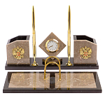 Настольный письменный набор из бежевого мрамора с часами Marble Accessory варинант исполнения - 1 | Loft Concept во Владивостоке