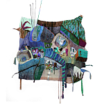 Панно гобелен яркие Пространство-Время TimeSpace Blue варинант исполнения - 2 | Loft Concept во Владивостоке