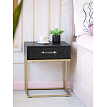 Приставной столик с резным узором на выдвижном ящике Black Table Carved Pattern варинант исполнения - 8 | Loft Concept во Владивостоке