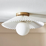 Потолочный светильник с белым плиссированным абажуром Headquarters варинант исполнения - 1 | Loft Concept во Владивостоке